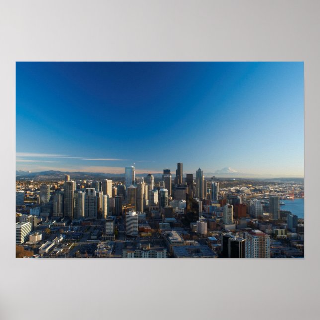 Aerial view of Seattle city skyline Poster (Front)