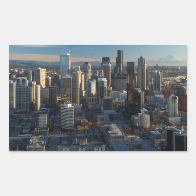Aerial view of Seattle city skyline Sticker (Front)