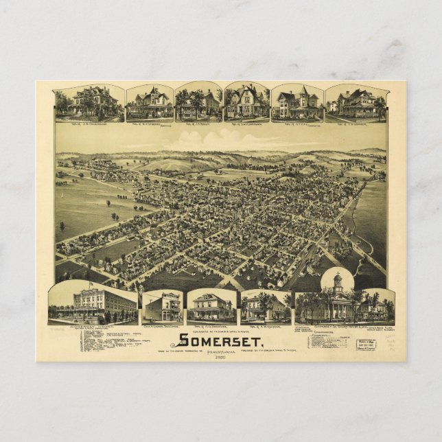 Aerial View of Somerset, Pennsylvania (1900) Postcard (Front)