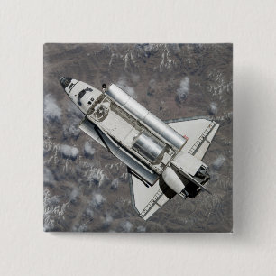 Aerial view of Space Shuttle Discovery 2 Inch Square Button