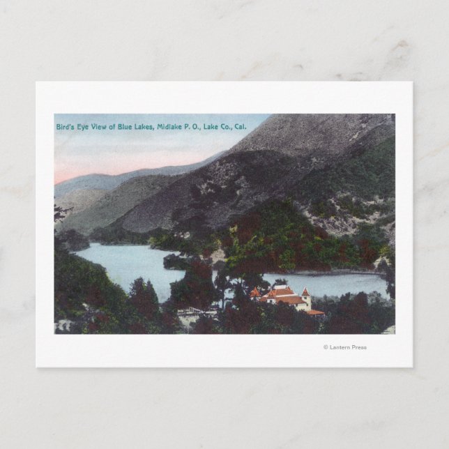 Aerial View of the Blue LakesMidlake, CA Postcard (Front)