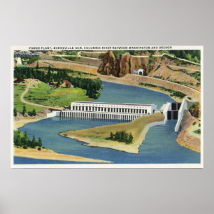 Aerial View of the Bonneville Dam Power Plant Poster