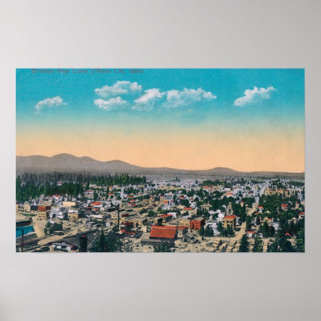 Aerial View of the CityCoeur d'Alene, ID Poster (Front)