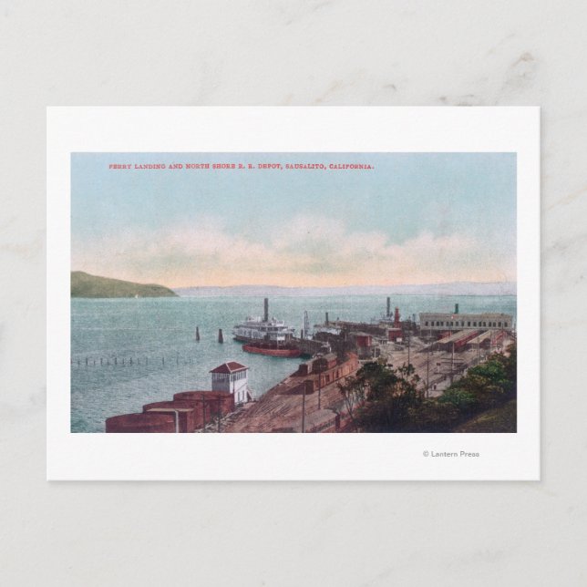 Aerial View of the Ferry Landing and North Postcard (Front)