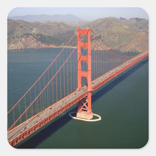 Aerial view of the Golden Gate Bridge in the 2 Square Sticker (Front)