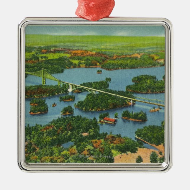 Aerial View of the International Bridge Metal Ornament (Front)