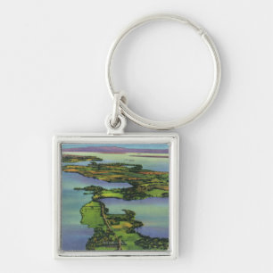 Aerial View of the Lake, NY and VT Split Keychain