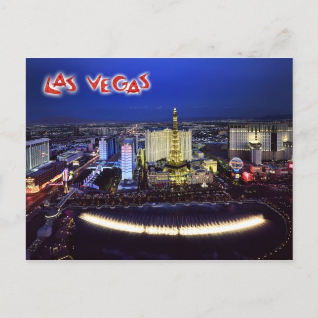Aerial view of the Las Vegas Strip at night Postcard (Front)