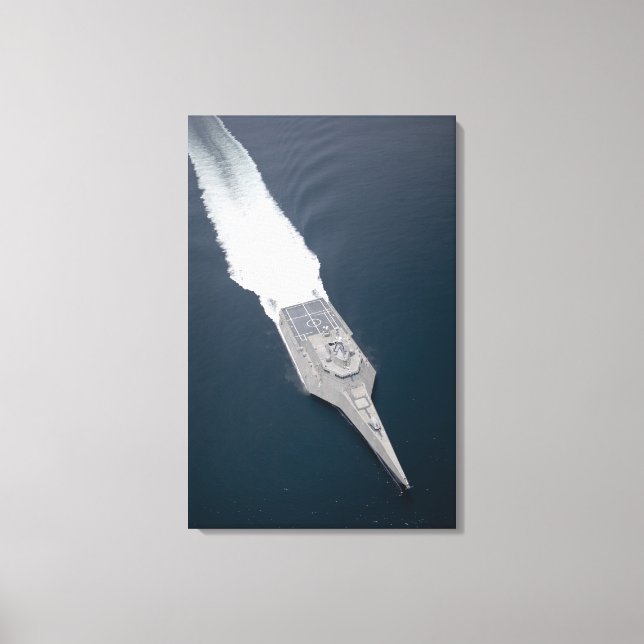 Aerial view of the littoral combat ship canvas print (Front)