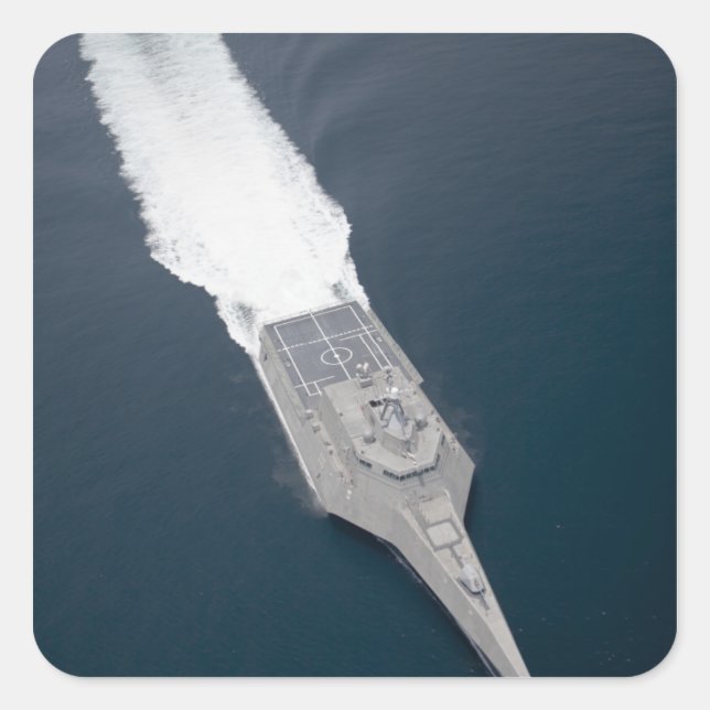 Aerial view of the littoral combat ship square sticker (Front)