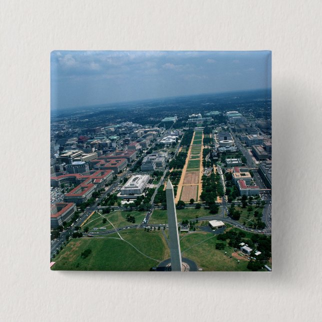 Aerial view of the National Mall 2 Inch Square Button (Front)