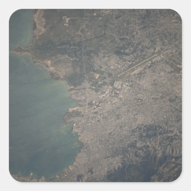 Aerial view of the Port-au-Prince area of Haiti Square Sticker (Front)