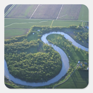 Aerial view of the Red River of the North Square Sticker