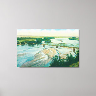 Aerial View of the River and Bridge Canvas Print