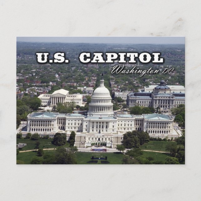 Aerial view of the US Capitol in Washington DC Postcard (Front)