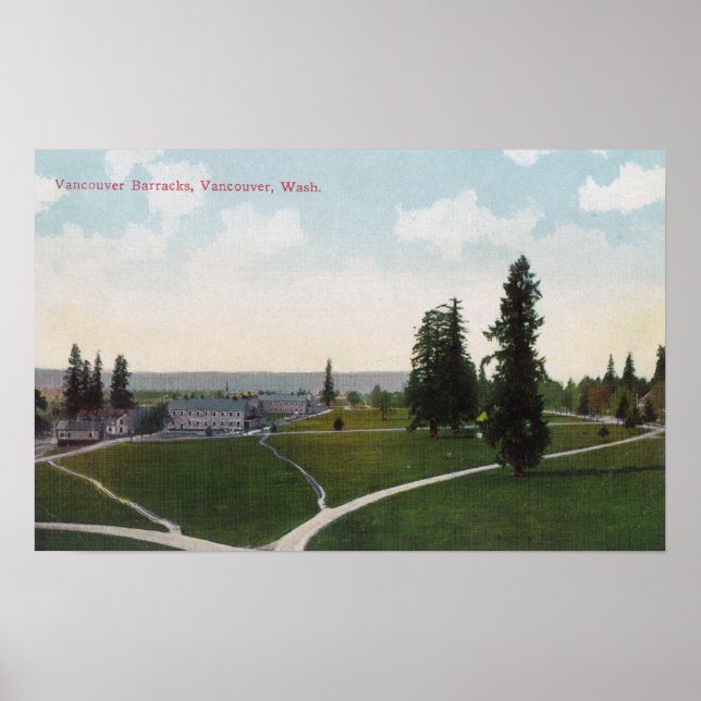 Aerial View of the Vancouver Barracks Poster (Front)