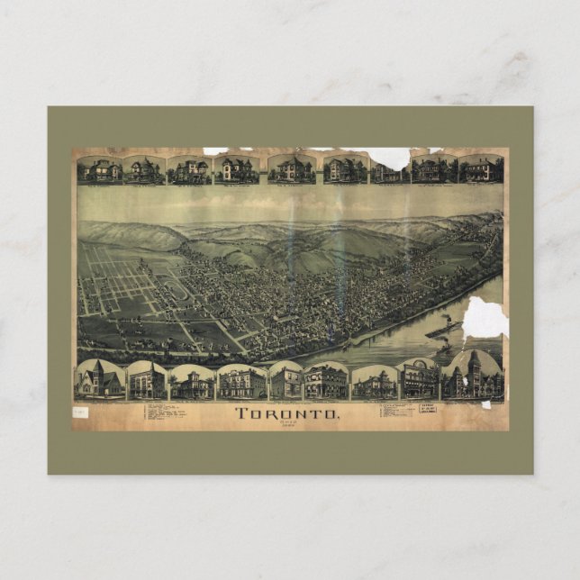 Aerial View of Toronto, Ohio (1899) Postcard (Front)