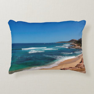 Aerial View Of Tourists Walking On Tropical Beach Decorative Pillow