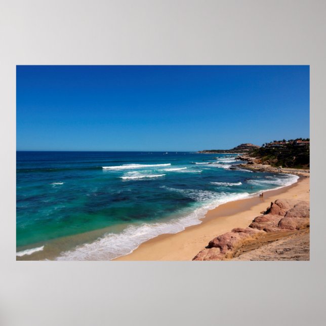 Aerial View Of Tourists Walking On Tropical Beach Poster (Front)