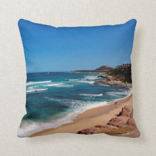 Aerial View Of Tourists Walking On Tropical Beach Throw Pillow