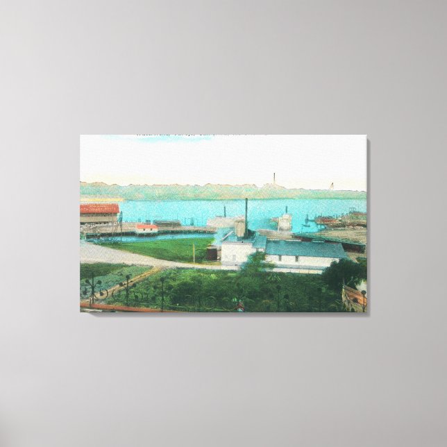 Aerial View of Vallejo Waterfront and Mare Islan Canvas Print (Front)