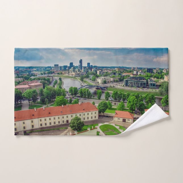 Aerial view of Vilnius, Lithuania Hand Towel (Hand Towel)