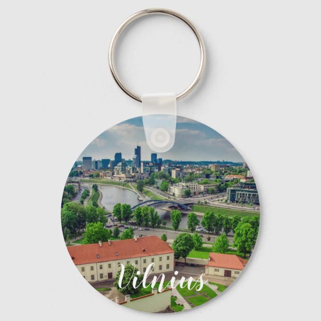 Aerial view of Vilnius, Lithuania Keychain (Front)