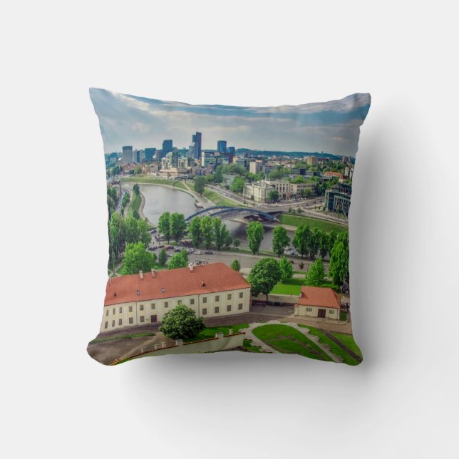 Aerial view of Vilnius, Lithuania Throw Pillow (Front)