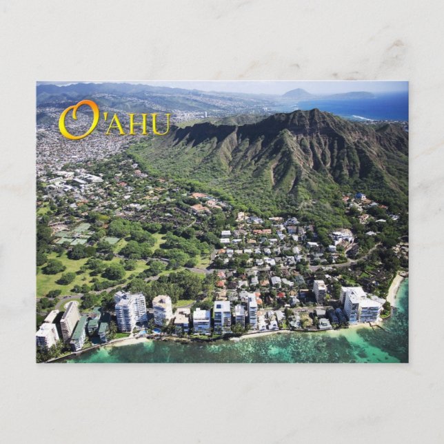 Aerial view of Waikiki Beach and Diamond Head Postcard (Front)