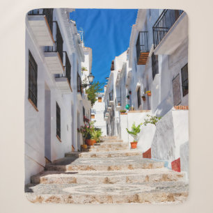 Aerial view of white city Frigiliana in sunny day  Sherpa Blanket