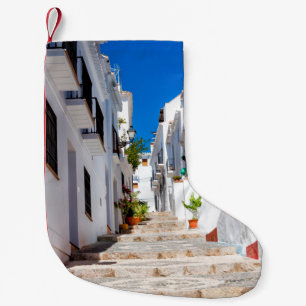 Aerial view of white city Frigiliana in sunny day  Small Christmas Stocking