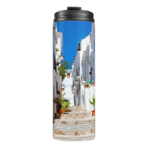 Aerial view of white city Frigiliana in sunny day  Thermal Tumbler
