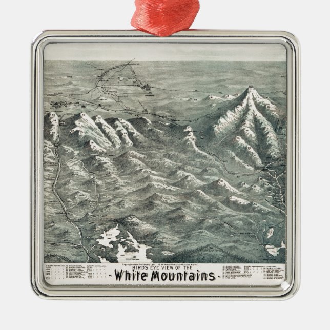 Aerial View of White Mountains, New Hampshire 1890 Metal Ornament (Front)