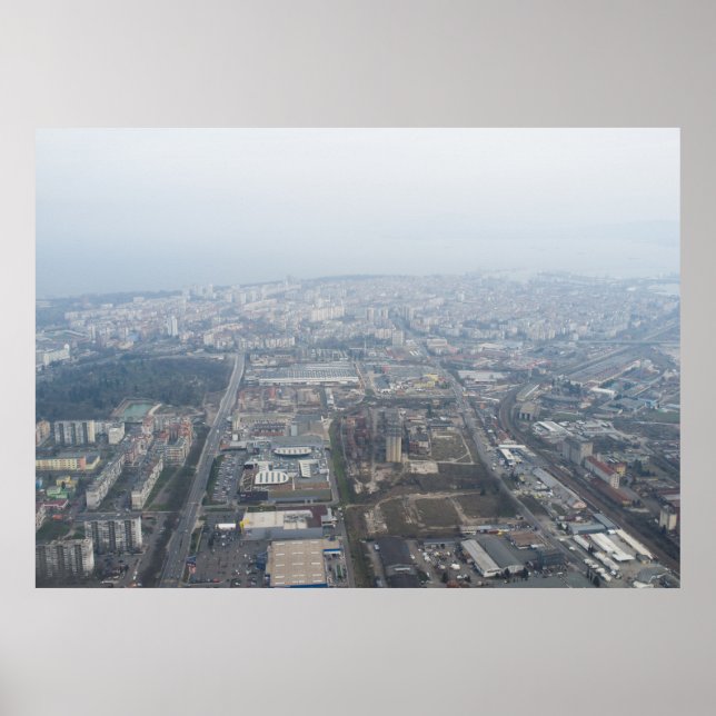 Aerial view on Burgas City, Bulgaria Poster (Front)