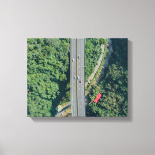 aerial view on highway during daytime canvas print
