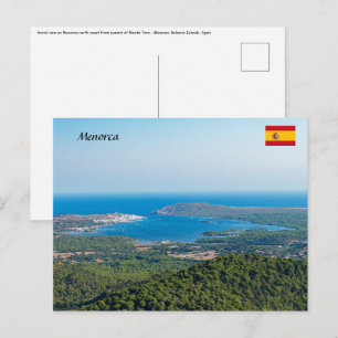 Aerial view on Menorca from summit of Monte Toro Postcard