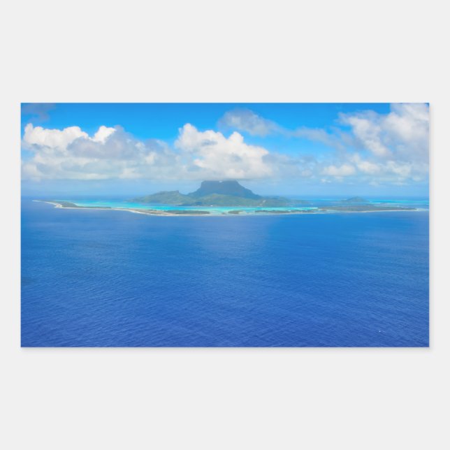 Aerial view over Bora Bora rectangular sticker (Front)