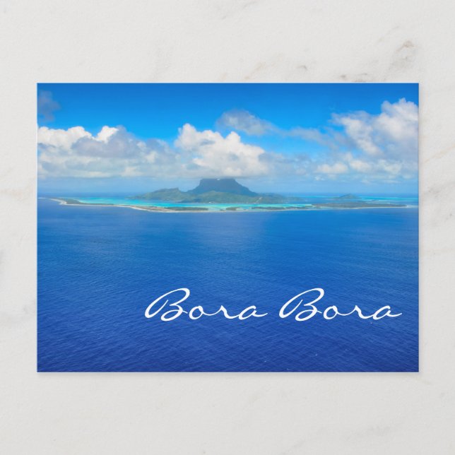 Aerial view over Bora Bora text postcard (Front)