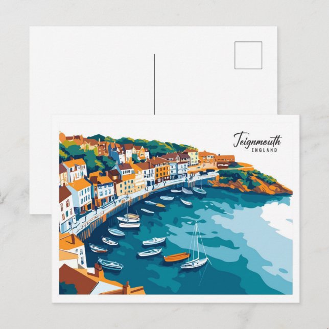 Aerial View Teignmouth England Travel Postcard (Front/Back)