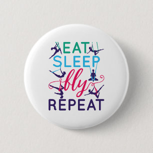 Aerial Yoga Eat Sleep Fly Repeat 2 Inch Round Button