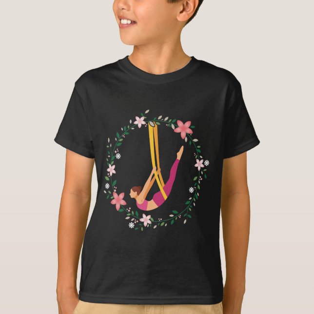 Aerial Yoga Flower Acrobatic Sport Woman Aerialist T-Shirt (Front)