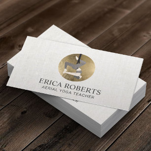 Aerial Yoga Instructor Pilates Gold Circle Business Card