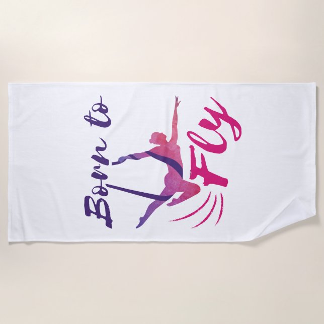 Aerial Yoga Silks Born to Fly Beach Towel (Front)