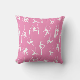 Aerialist Aerial Silks Lyra silhouettes pink Throw Pillow