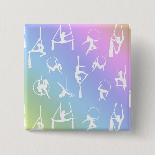 Aerialist Aerial Silks Lyra silhouettes rainbow 2 Inch Square Button
