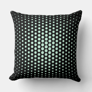 Aero Blue Techno Dots Modern Black Throw Pillow