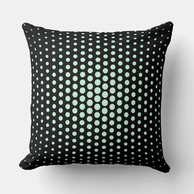 Aero Blue Techno Dots Modern Black Throw Pillow (Front)