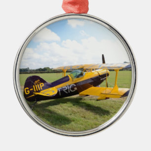 Aerobatic Bi-Plane On The Field Metal Ornament