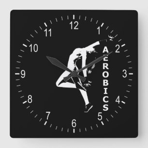 aerobics square wall clock