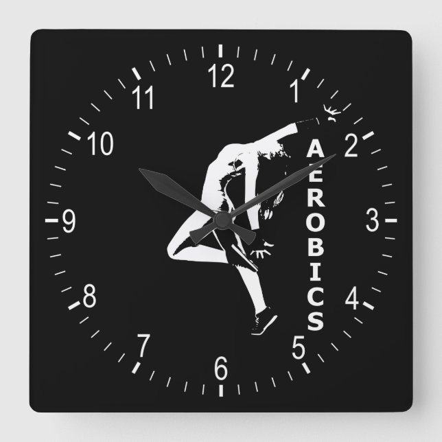 Aerobics Square Wall Clock (Front)
